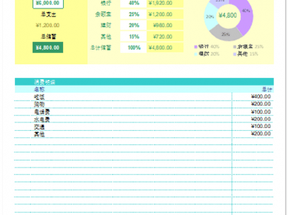 漂亮的EXCEL个人收支规划表